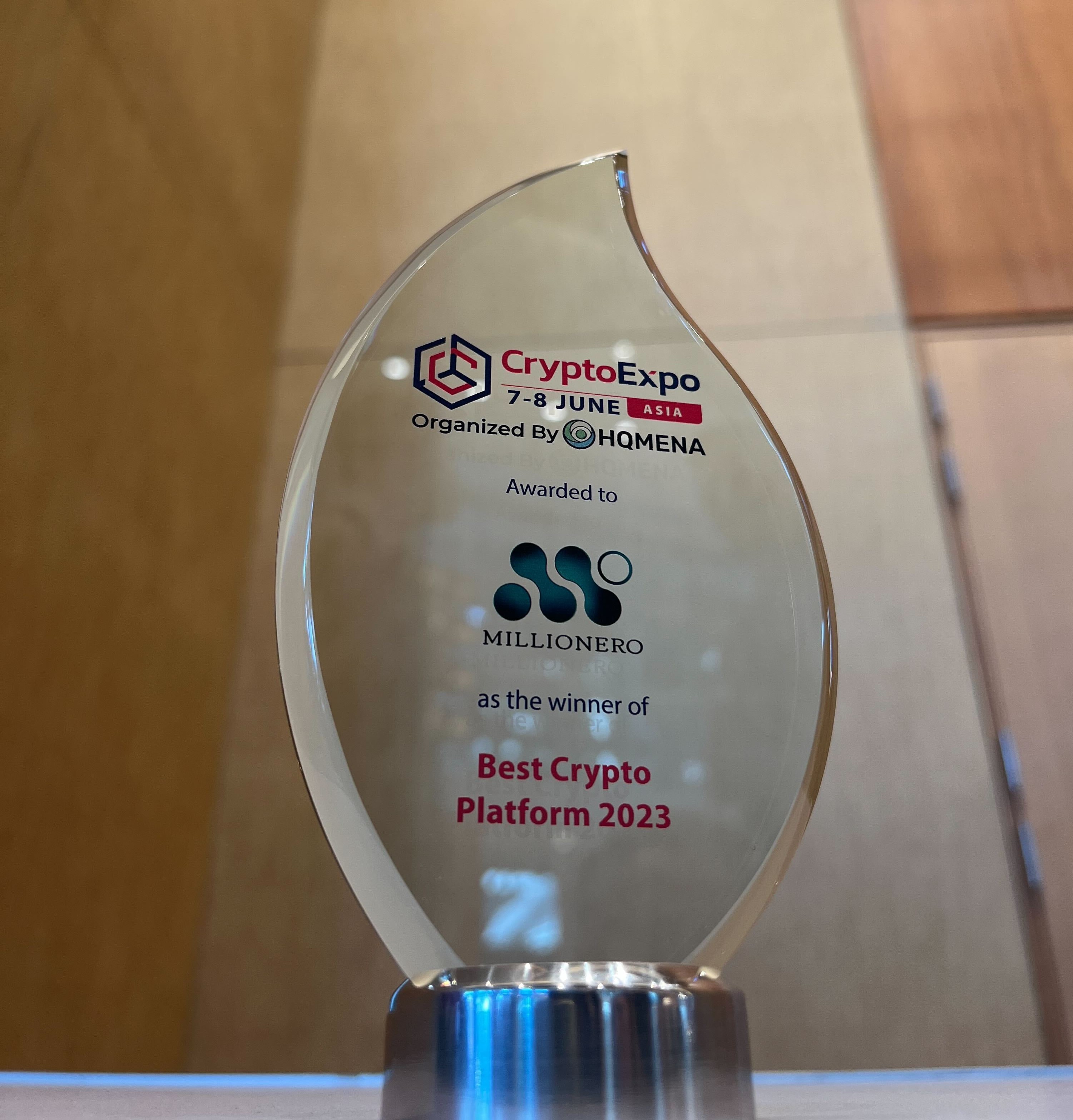 Millionero Wins The Best Crypto Platform Award At Crypto Expo Asia 2023