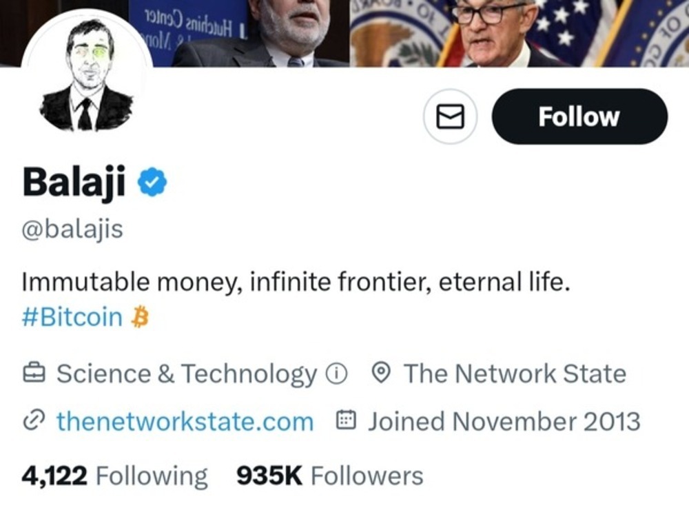 Balaji Srinivasan, a prominent crypto expert on blockchain Twitter