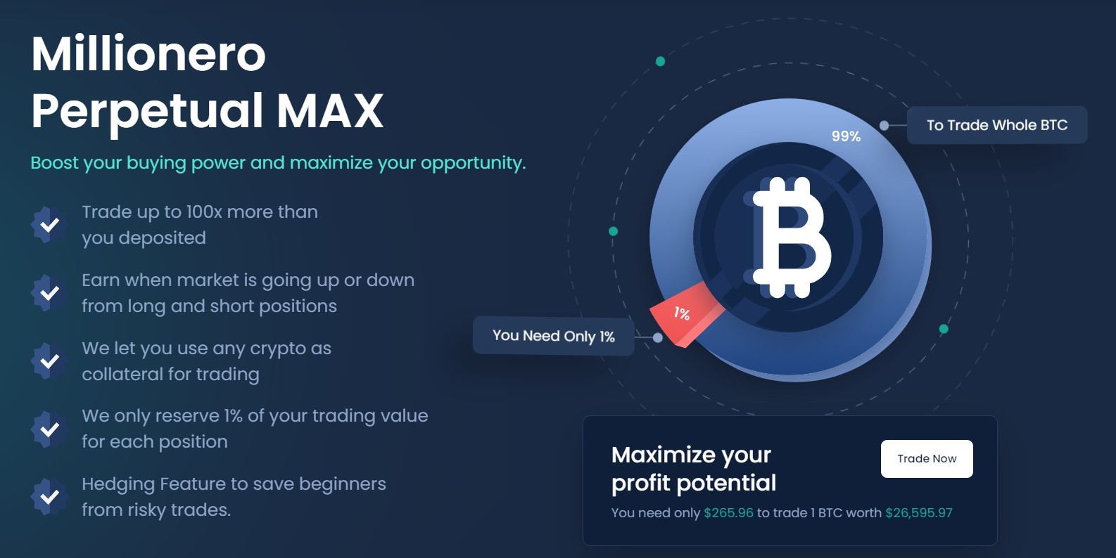 Millionero Perpetual Max for crypto-backed trading