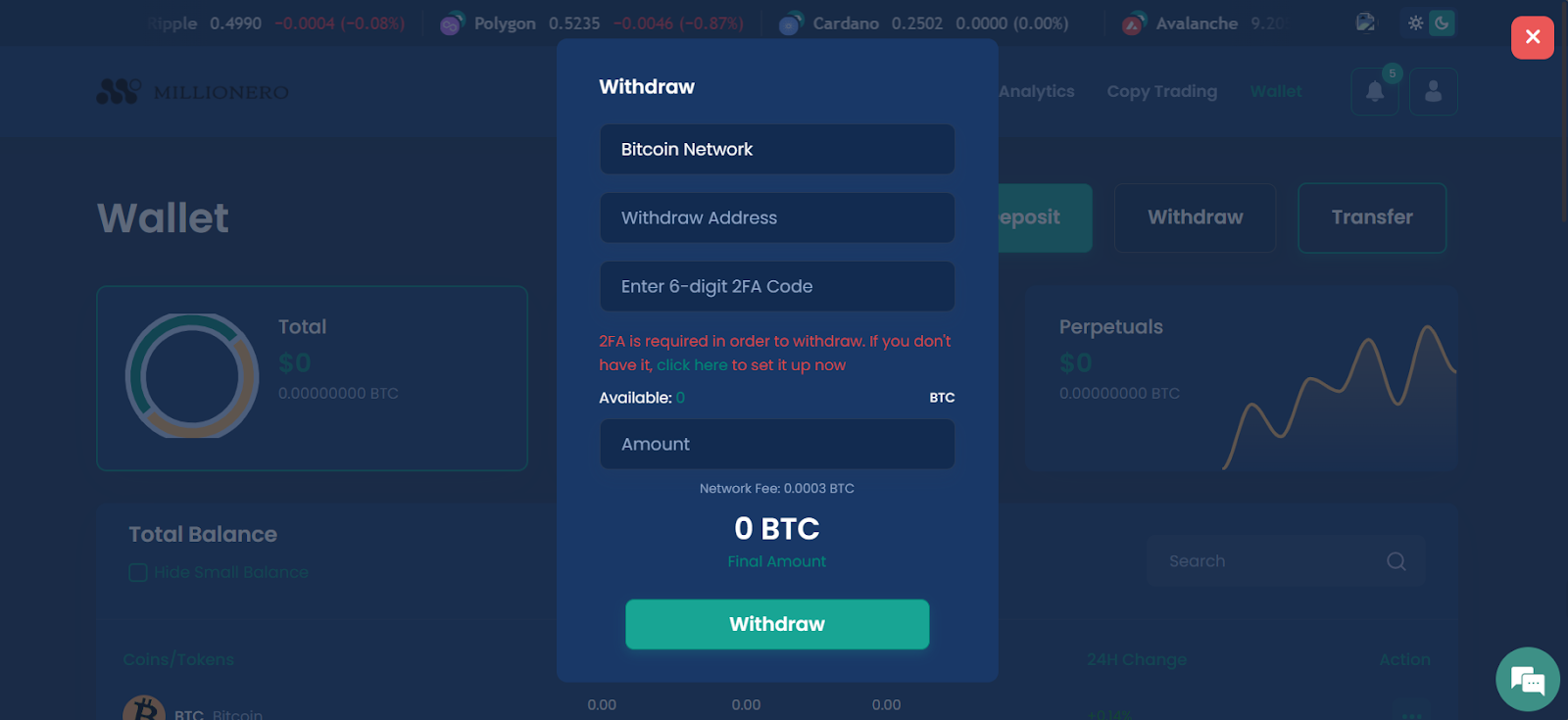 Millionero’s Crypto Withdrawal 