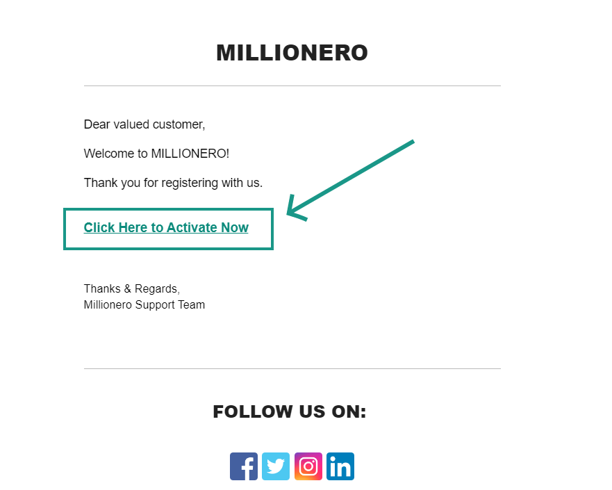 Activate your Millionero account