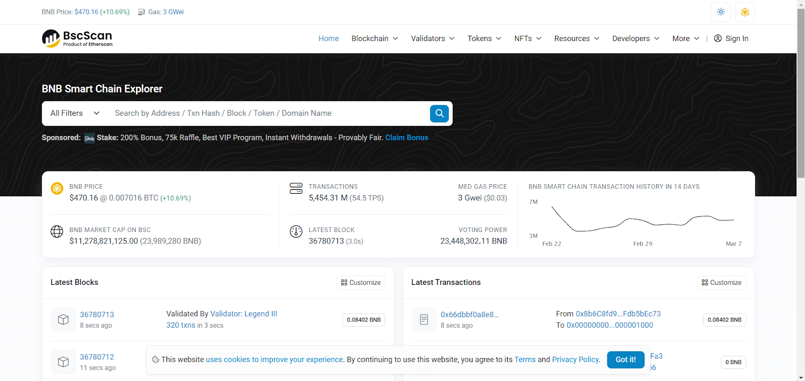 BscScan for tracking blockchain transactions