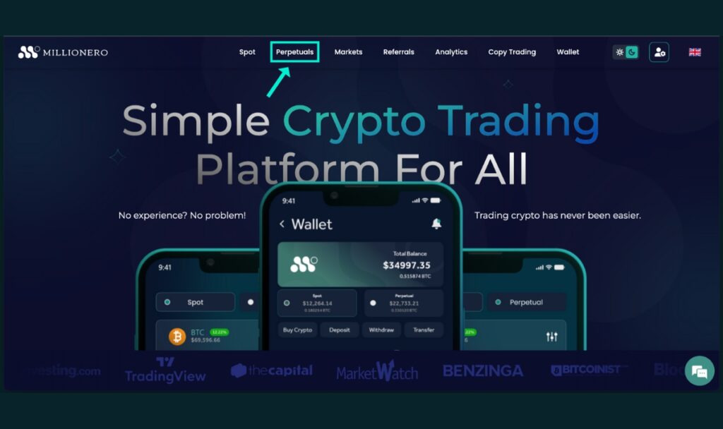 Go to crypto ‘Perpetuals” trading section